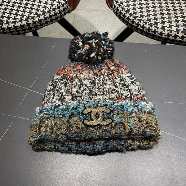 CC 26FW Knit Pom-Pom Beanie Logo Patch Multicolor Wool 552001