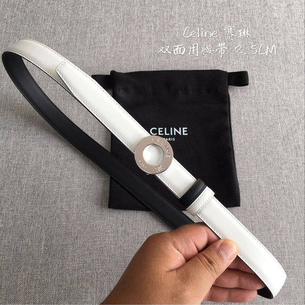 CL 2026 Disc Buckle & Reversible Strap Belt 2.5cm Leather