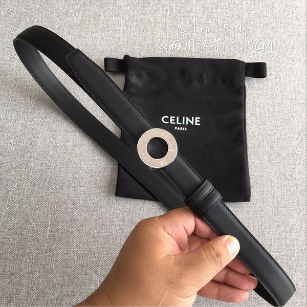 CL 2026 Disc Buckle & Reversible Strap Belt 2.5cm Leather