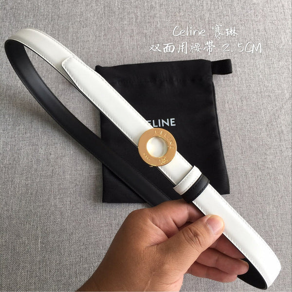 CL 2026 Disc Buckle & Reversible Strap Belt 2.5cm Leather