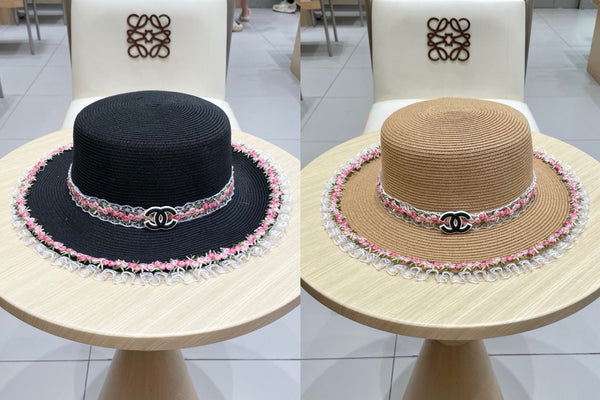 Chapeau de paille à calotte plate Chanel