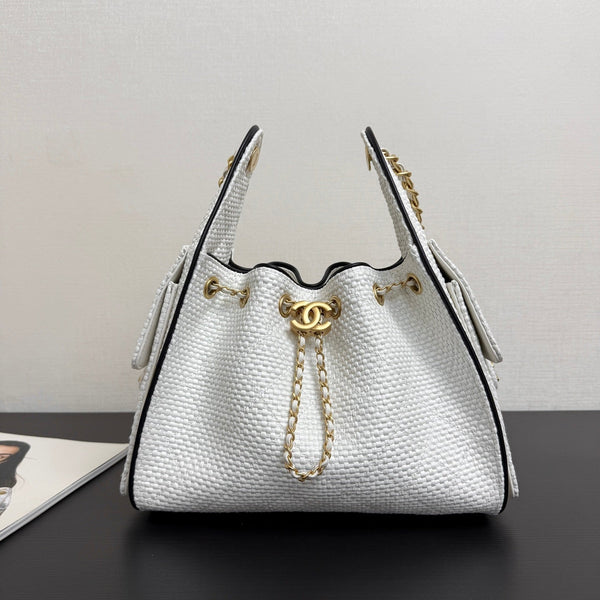 Chanel 2026 Hobo Bag 30cm White in Straw Weaving