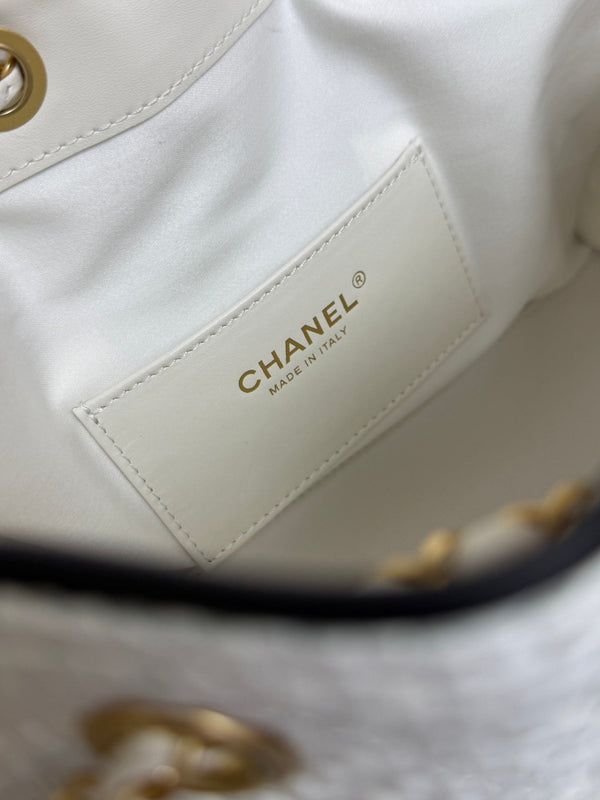 Chanel 2026 Hobo Bag 30cm White in Straw Weaving