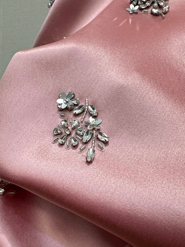 Jupe mi-longue Miu Miu ornée de strass et motifs floraux en mélange d'acétate YB