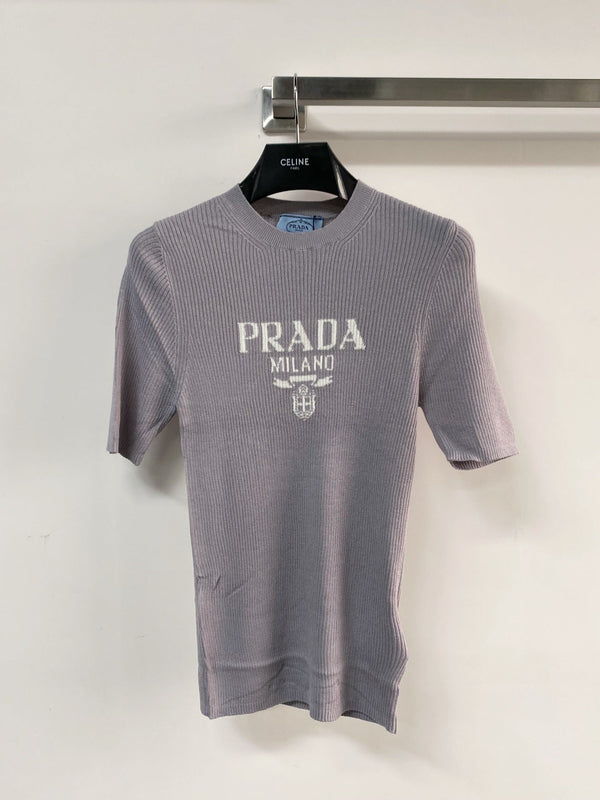 Prada Seven-Color Short-Sleeve T-Shirt with Logo in Wool