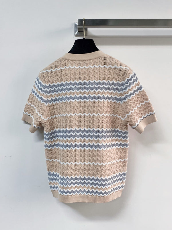 Cardigan Chanel bicolore en viscose à manches courtes