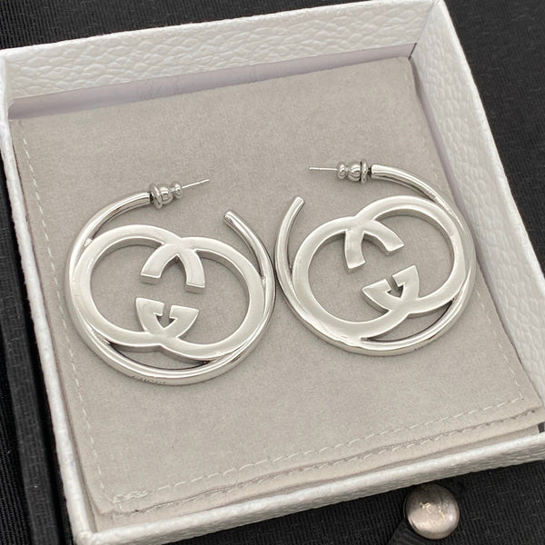 GG Interlocking Slim Hoop Earrings
