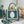 CD Book Tote with Dark Teal Oblique pattern and White Lace details in Canvas 288328