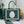CD Book Tote with Dark Teal Oblique pattern and White Lace details in Canvas 288328