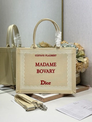 CD Book Tote Embroidered " Madame Bovary" Beige in Canvas 288262
