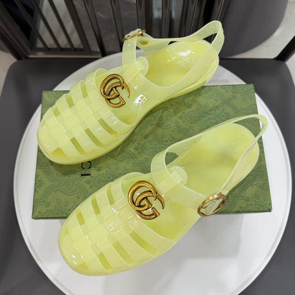 GG Sandals with Double G Light Yellow Gold TPU 818207