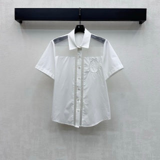 CD 26 Short-Sleeve Shirt with Mesh Panels White in Cotton