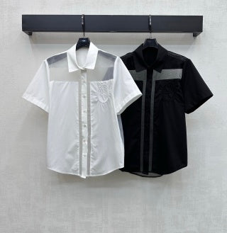 CD 26 Short-Sleeve Shirt with Mesh Panels White in Cotton