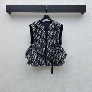 CD 26 Jacquard Hooded Vest Black in Polyester 378697
