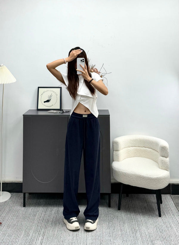 CC 26 Double-waistband Wide-leg Sweatpants in Cotton 385690