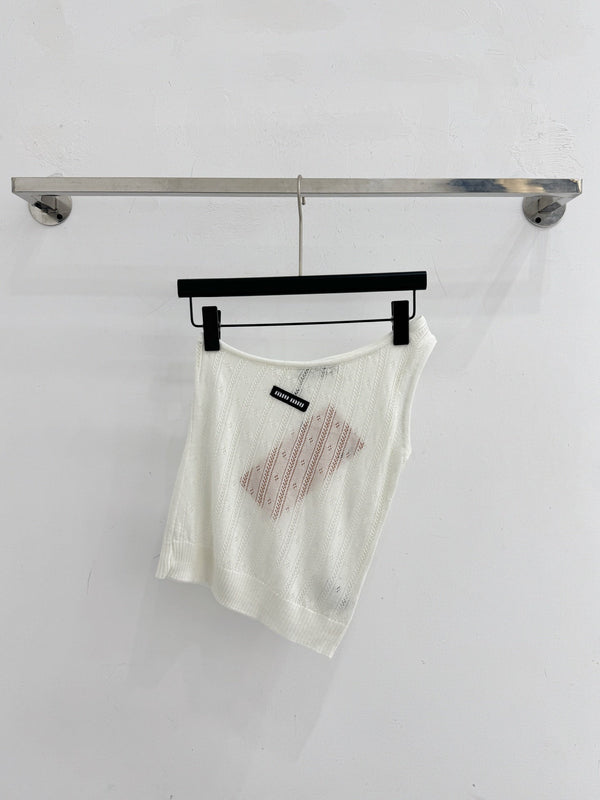 Miu Camisole en tricot ajouré à épaules dénudées en laine 2026 445545