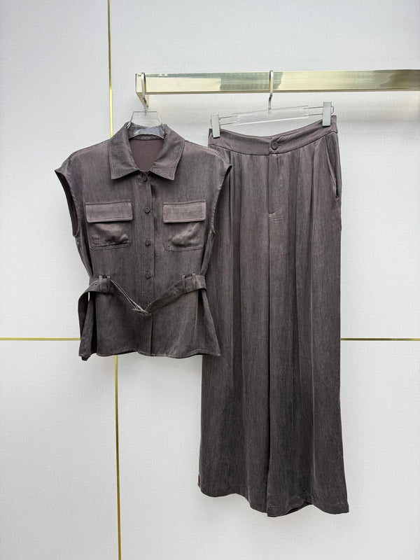 CD 26 Sleeveless Top + Wide-Leg Pants Set in Cupro Yarn