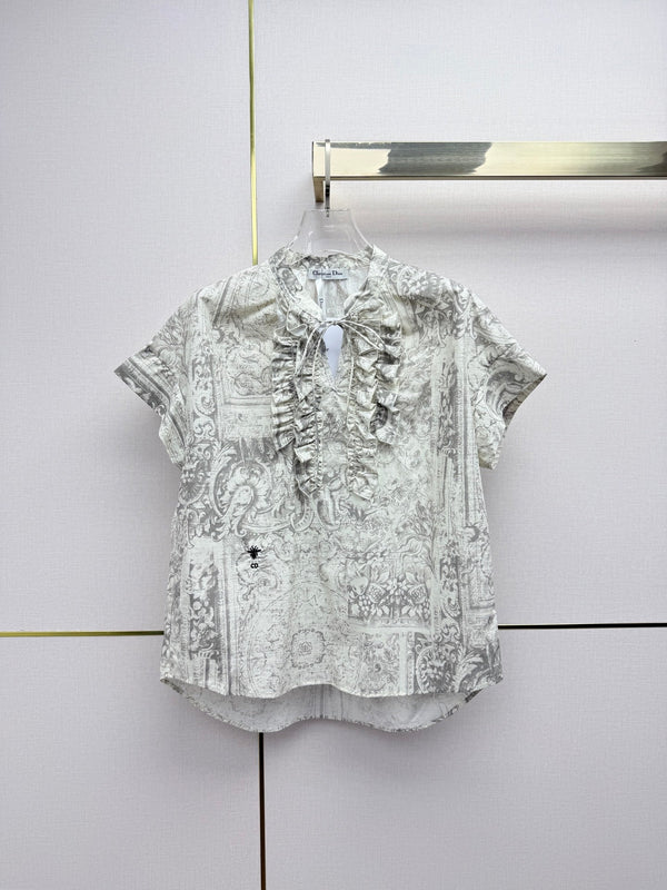 CD 26 Collar Short Sleeve Shirt in Cotton 389442