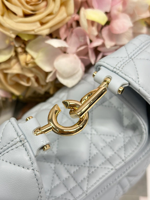 CD Lady Dior Shoulder Bag 27cm Light Blue in Sheepskin 155549