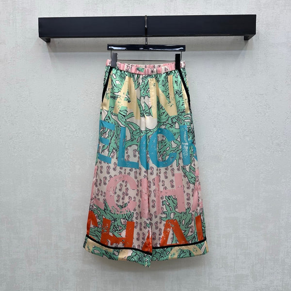 CC 26 Artistic Print Straight-Leg Trousers in Polyamide
