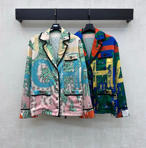 CC 26 Artistic Print Collared Shirt in Polyamide