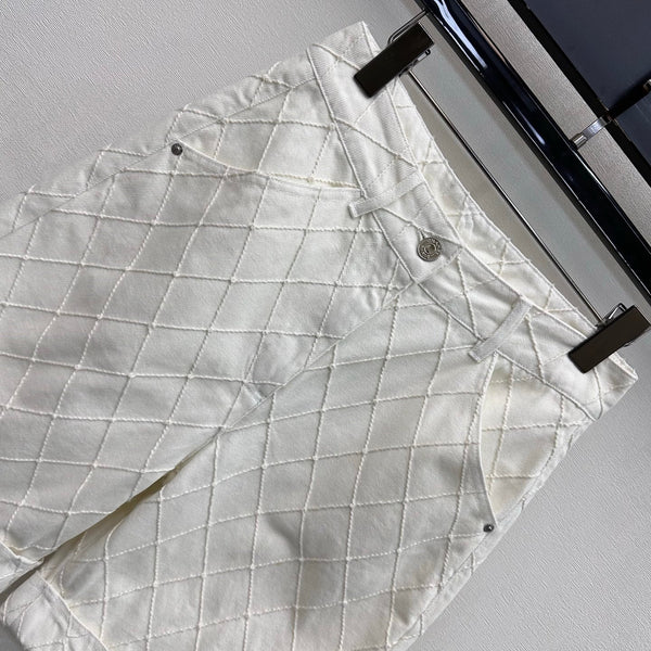 CC 26 Diamond-Patterned Denim Fold-Up Shorts in Cotton