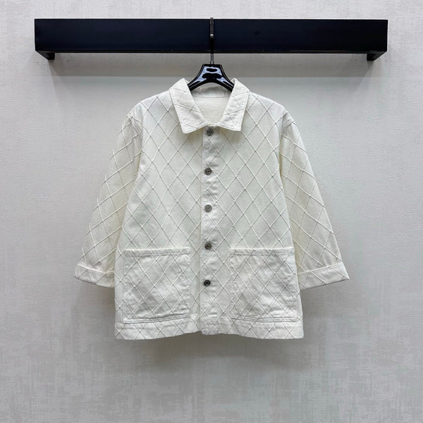 CC 26 Diamond Pattern Denim Shirt Jacket in Cotton