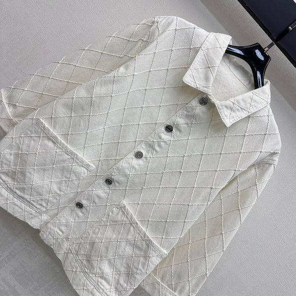 CC 26 Diamond Pattern Denim Shirt Jacket in Cotton