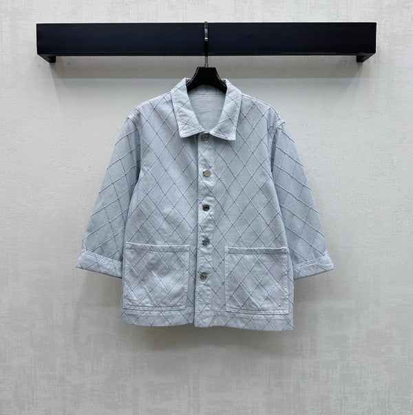 CC 26 Diamond Pattern Denim Shirt Jacket in Cotton
