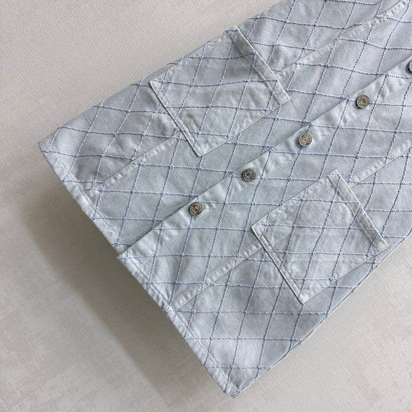 CC 26 Diamond Pattern Denim Dress in Cotton