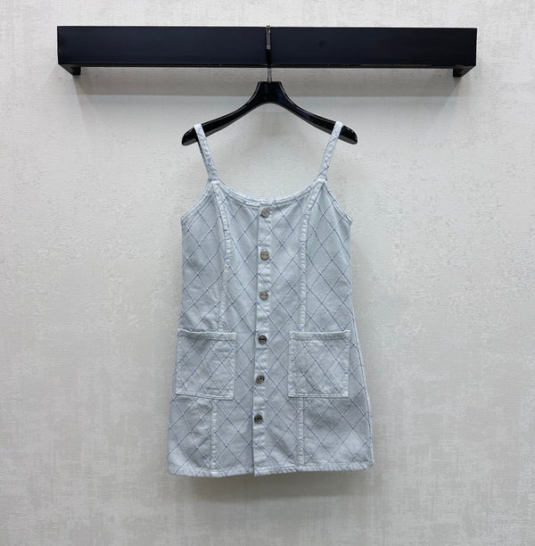 CC 26 Diamond Pattern Denim Dress in Cotton