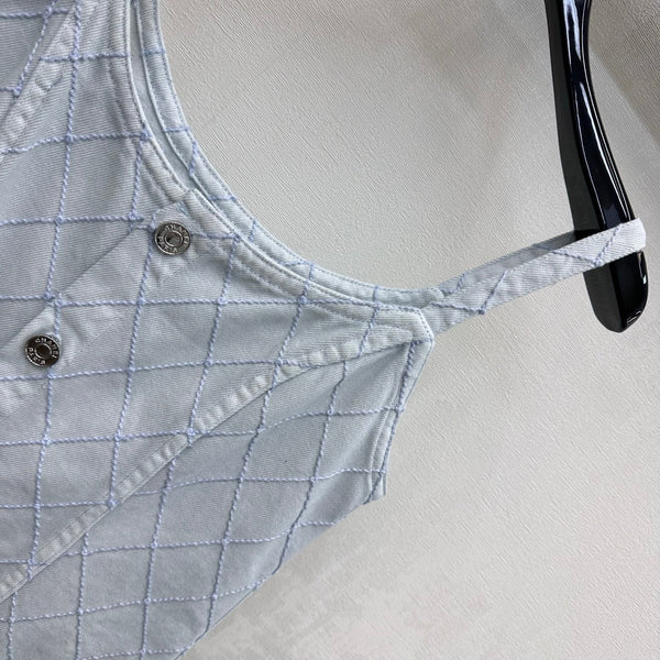 CC 26 Diamond Pattern Denim Dress in Cotton