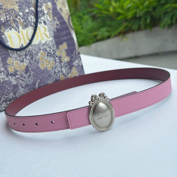 CD Médaillon Belt 2.5cm Grained Leather 210921