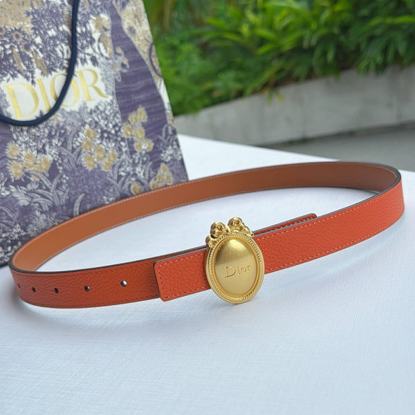 CD Médaillon Belt 2.5cm Grained Leather 210921