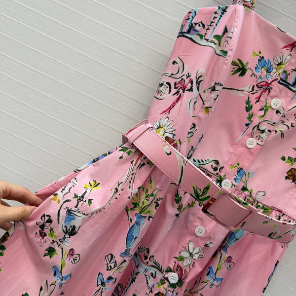 CD Dioriviera Arabesque Dress Pink Cotton 401991