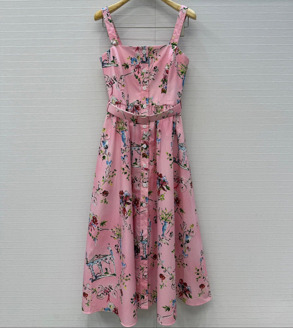 CD Dioriviera Arabesque Dress Pink Cotton 401991