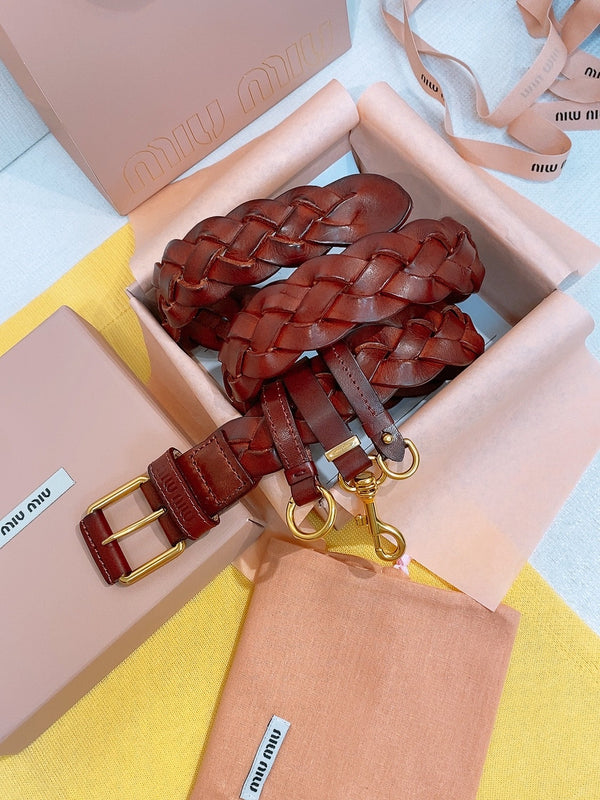 Miu 26s Burgundy Woven Belt 211531
