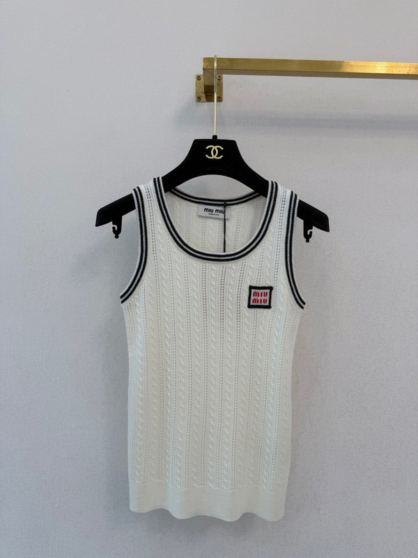 Miu 26FW Knit Tank & Cardigan Set Cream Cashmere 448156