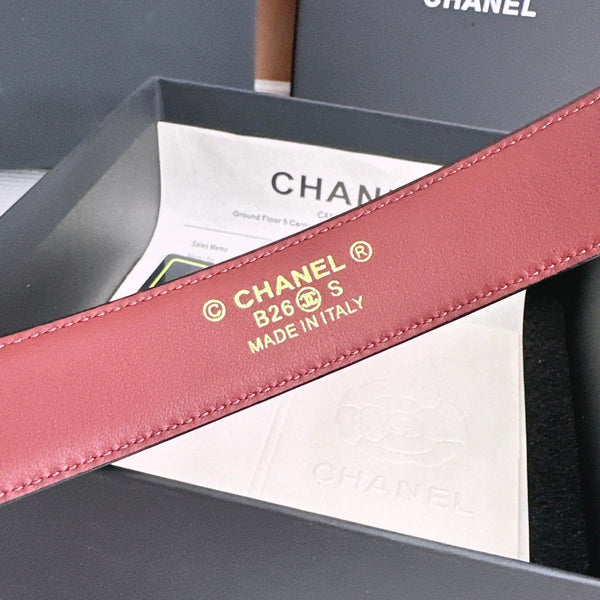 CC 26FW 3cm Belt Black Calfskin 213118