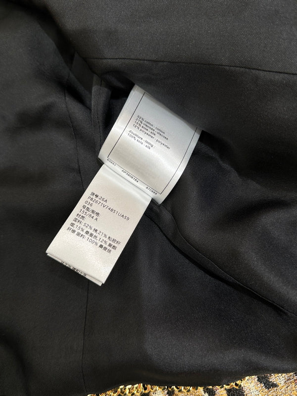 CC Métiers d'Art Animal Pattern Jacket Brown Black White Cotton Silk