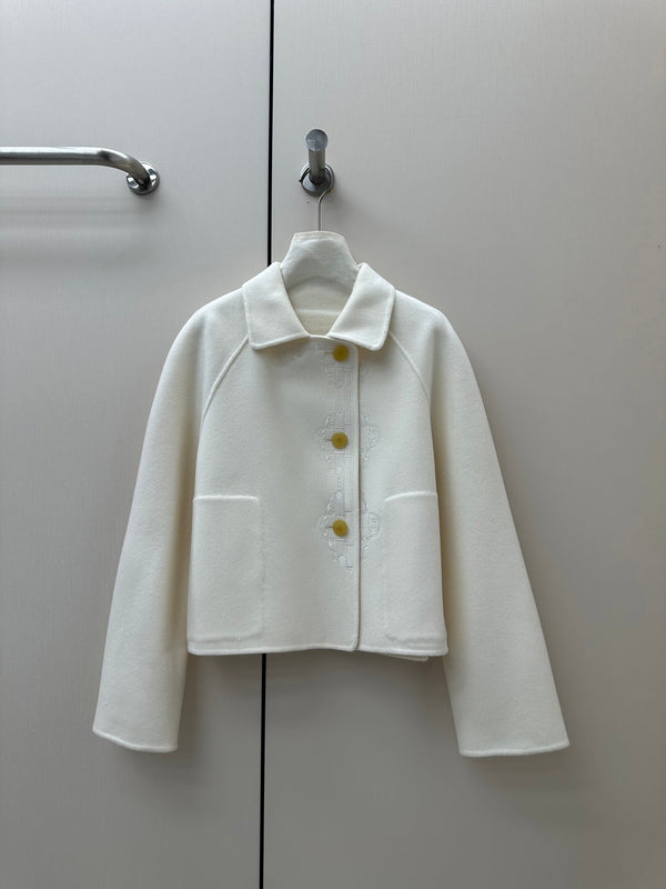 HM 26K Jacket Raglan Shoulders Tonal Embroidery Wool Cashmere 435162