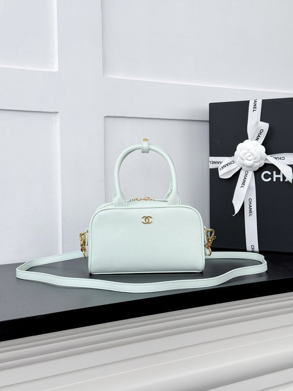 CC 2026 Pouch With Leather Strap Light Blue Calfskin