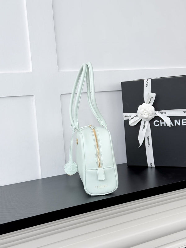 CC 2026 Pouch With Leather Strap Light Blue Calfskin