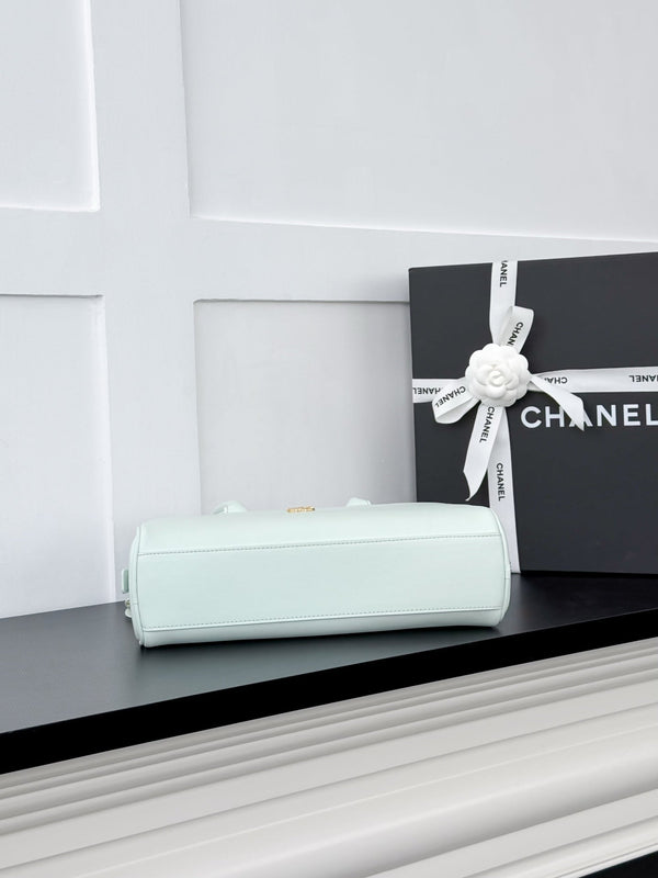 CC 2026 Pouch With Leather Strap Light Blue Calfskin