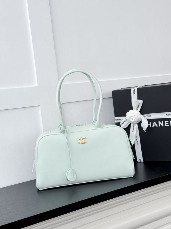 CC 2026 Pouch With Leather Strap Light Blue Calfskin
