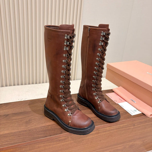 Miu 26s High Hiking Boots Calfskin