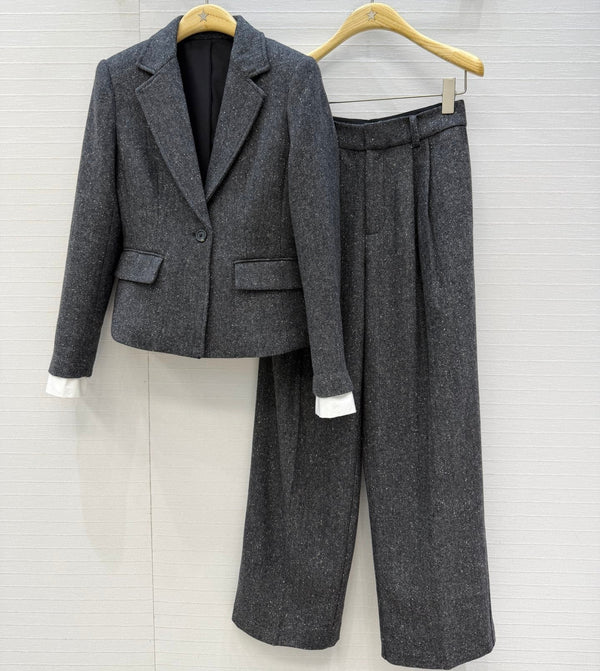 CD 26S Blazer + Wide-Leg Trousers Set Gray 443373