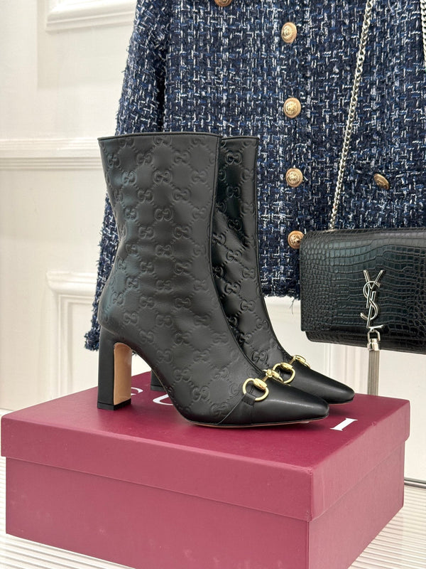GG 26s Horsebit Ankle Boots 8.5cm Leather 174664
