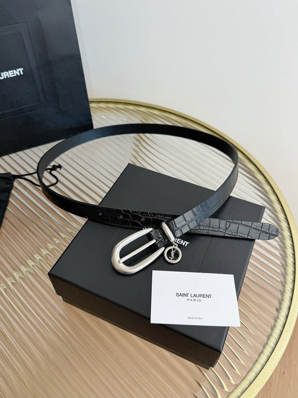 YSL 26S Belt 2cm Gold-Tone Buckle Italian Leather  220481