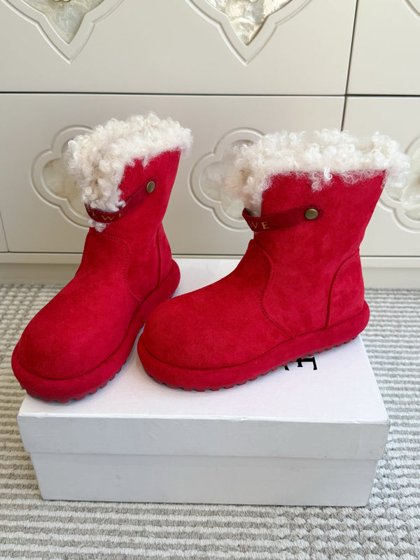 LW 26FW Curly Shearling Cuff Snow Boots Suede 193310